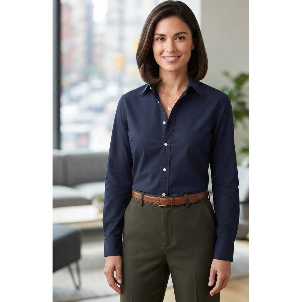 Lauren Ralph Lauren Navy Blue Non-Iron Cotton Button Down Shirt Large